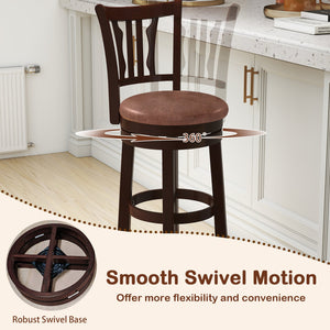 Counter Height Swivel Bar Stools Set of 2 with Back and Solid Rubber Frame-29 view 5