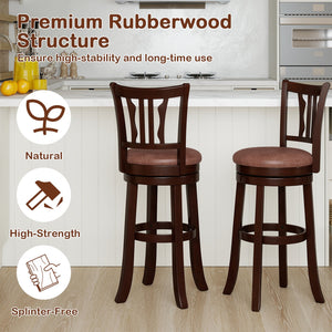 Counter Height Swivel Bar Stools Set of 2 with Back and Solid Rubber Frame-29 view 7