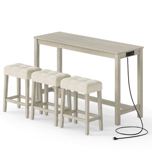 Counter Height Table with 3 Stools and 4-Piece Breakfast Nook Bar Set-Gray view 4