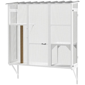 Wooden Catio Outdoor, Cat Window Box Enclosure for 2-3 Large Cats with 2 Jumping Platforms & Scratching – view 15
