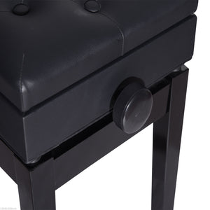Adjustable Piano Bench with Storage and Soft PU Leather Padded, with Enough Music Storage Design, Black