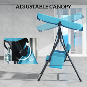 1-Seat Outdoor Porch Swing Patio Swing with Adjustable Canopy, Removable Seat and Back Cushion for Garden, Poolside