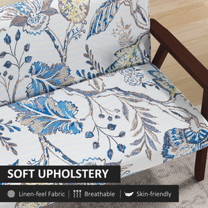 Compact Loveseat Sofa Couch Linen Fabric Double Seat Sofa with Rubber Wood Legs Cream White – view 10