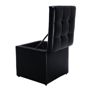 Foldable Cube Ottoman Pouffe Storage Seat-Black view 4