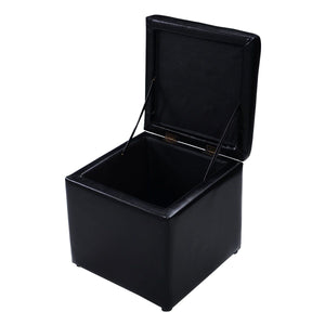 Foldable Cube Ottoman Pouffe Storage Seat-Black view 5