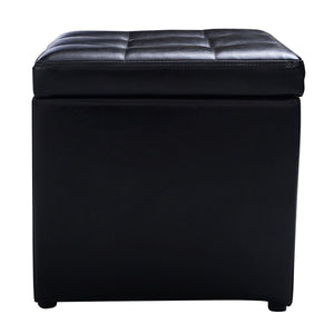 Foldable Cube Ottoman Pouffe Storage Seat-Black view 6