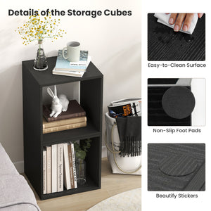 Cube Storage Organizer Set of 2 for Living Room Bedroom Study-Black view 5