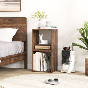 Cube Storage Organizer Set of 2 for Living Room Bedroom Study-Rustic Brown view 2
