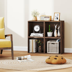 Cube Storage Organizer Stackable Open Book Shelf Wooden Display Shelving Unit-Rustic Brown view 6