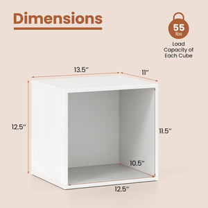 Cube Storage Organizer Stackable Open Book Shelf Wooden Display Shelving Unit-White view 4
