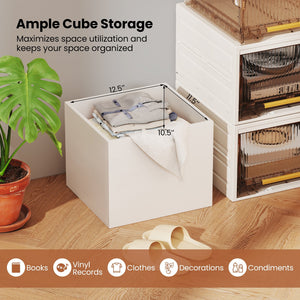 Cube Storage Organizer Stackable Open Book Shelf Wooden Display Shelving Unit-White view 7