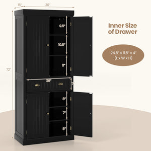 Cupboard Freestanding Kitchen Cabinet w/ Adjustable Shelves-Black view 5