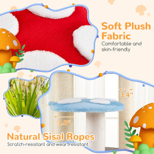 Cute Mushroom Cat Tree with Sisal Scratching Posts Top Condo and Padded Platforms-Multicolor view 8