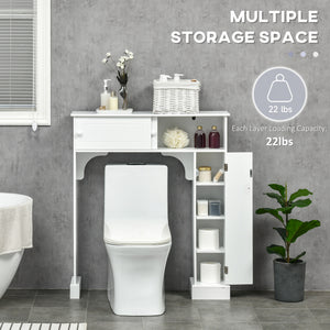 Modern Over The Toilet Storage, Bathroom Cabinets Over Toilet with 2 Sliding Doors, 3 Adjustable Shelves, White