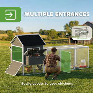 137" Wooden Chicken Coop with Chicken Run, Nesting Box, Dark Grey – view 4