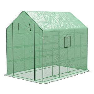 Walk-in Greenhouse with 3 Tier, Garden Plant Growhouse with Roll-up Door and Mesh Windows