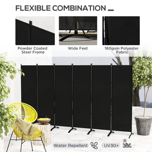 6 Panel Folding Room Divider, UV30+ Privacy Screen, Indoor Outdoor Privacy Panel with Stable Base, Beige – view 11