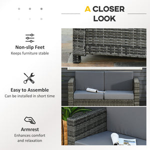 Wicker Outdoor Sofa, All Weather Patio Couch Loveseat with Cushions for Balcony, Deck, Garden, Poolside – view 12