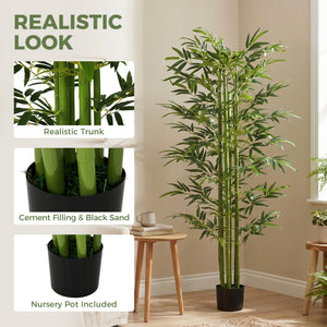 Indoor Fake Plants, Artificial Bamboo Tree with Adjustable Shape for Home Office Living Room Decor, Green