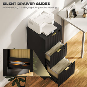 Lockable Filing Cabinet with 2 Fluted Drawers, File Cabinet with Adjustable Hanging Rails for A4 Letter – view 18