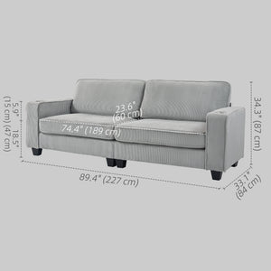 Three Seater Sofa, Fabric 3 Seater Couch with Spring Cushion and Cup Holders for Living Room, Bedroom – view 16