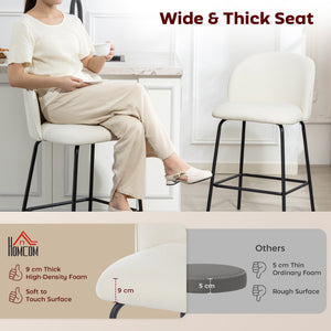 Set of 2 Counter Height Barstools, Upholstered Linen Bar Stools with Backrest, Footrest and Steel Legs – view 10