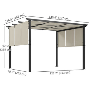 10' x 10' Metal Pergola, Outdoor Pergola with Retractable Canopy, for Garden, Patio, Backyard, Deck – view 9