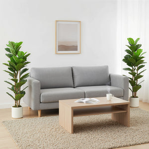 4FT Artificial Fiddle Leaf Fig Tree Set of 2, Fake Potted Tree with Solid Wood Trunks for Indoor Decor, Green