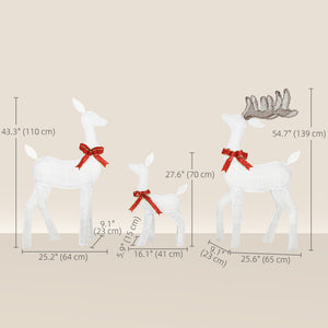 3 Piece Lighted Christmas Reindeer Family, 55" Light Up Deer, Outdoor Holiday Decor with LED Lights, Stakes, Zip Ties