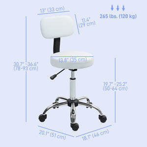 Adjustable Rolling Stool with Removable Backrest, Faux Leather Swivel Stool Chair for Salon Spa, Bar – view 16