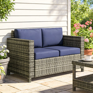 Wicker Outdoor Sofa, All Weather Patio Couch Loveseat with Cushions for Balcony, Deck, Garden, Poolside – view 7