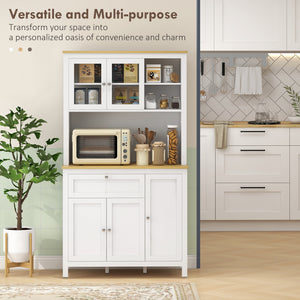 5-Door Kitchen Pantry Cabinet, Freestanding Storage Cabinet Cupboard with Adjustable Shelves, 71"