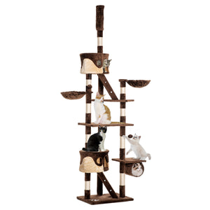 94"-102" Huge Cat Tree Ceiling High Cat Condo Scratching Post Activity Center Multi-Level Play House Light – view 8