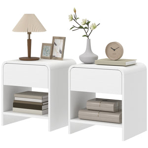 Nightstand Set of 2, Modern Bedside Table with Rounded Corners, Nightstand with Drawer and Open Shelf – view 8