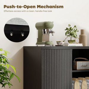 Sideboard Buffet Cabinet Set of 2, Kitchen Cabinet with Soft-Close Door and Adjustable Shelves, Distressed Black Grey