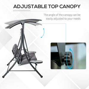 3 Seat Outdoor Swing Chair Steel Swing Bench Porch Swing With Adjustable Canopy – view 3