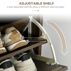 Shoe Storage Cabinet Organizer for 18 Pairs of Shoes with 3 Flip Drawers and Adjustable Shelves, Oak – view 11