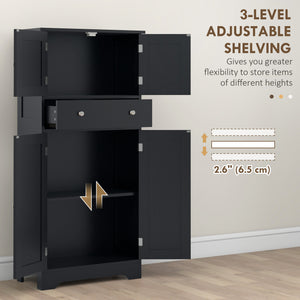 50.5" Kitchen Storage Cabinet, Modern Kitchen Pantry Cabinet with 4 Doors, Drawer, Adjustable Shelf, Black – view 5