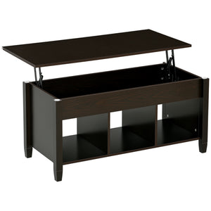 Lift Top Coffee Table, Modern Center Table with Storage Shelves and Hidden Compartment for Living Room