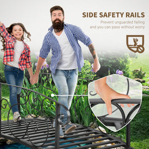 6FT Steel Garden Bridge with Safety Siderails, Decorative Arc Landscaping Bridge for Backyard Creek Stream – view 3