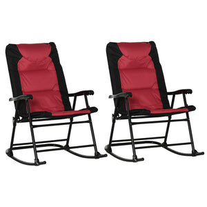 Folding Rocking Chair Set of 2 Padded Rockers with Armrest, Navy Blue – view 8