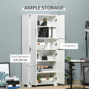 Farmhouse Kitchen Pantry Storage Cabinet with 4 Doors, Kitchen Cabinet with Shelves, White