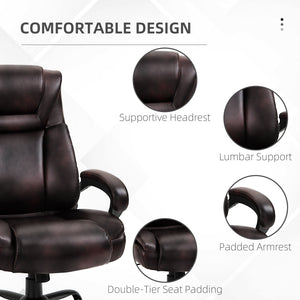 PU Leather Executive Office Chair with High Back, Adjustable Height and Swivel Wheels, 400LBS Capacity – view 6