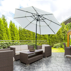 9FT 3 Tiers Patio Umbrella Outdoor Market Umbrella with Crank, Push Button Tilt for Deck – view 7