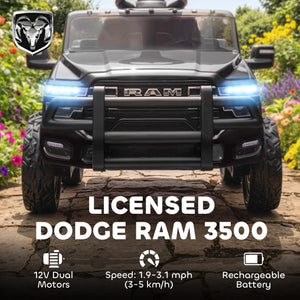 Qaba 12V Ride on Car, Licensed Dodge RAM 3500 Electric Vehicle with Remote Control, Suspension for 3-5 Years
