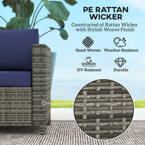 Wicker Outdoor Sofa, All Weather Patio Couch Loveseat with Cushions for Balcony, Deck, Garden, Poolside – view 3