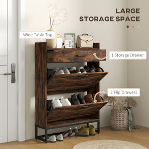 Slim Shoe Storage with 2 Flip Drawers and Adjustable Shelves Shoe Cabinet Organizer for 12 Pair – view 3