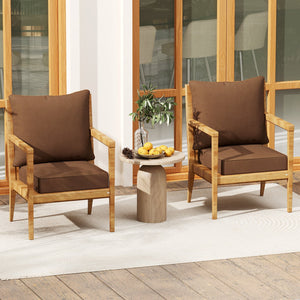 Deep Seat Chair Cushion Pads Set with Rope Belts for Indoor and Outdoor-Brown view 3
