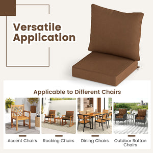 Deep Seat Chair Cushion Pads Set with Rope Belts for Indoor and Outdoor-Brown view 8