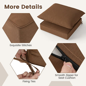 Deep Seat Chair Cushion Pads Set with Rope Belts for Indoor and Outdoor-Brown view 9